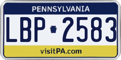 PA license plate LBP2583