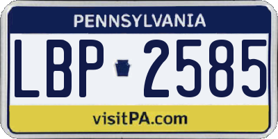 PA license plate LBP2585