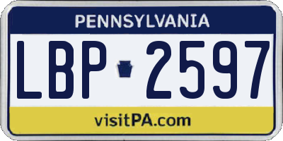 PA license plate LBP2597