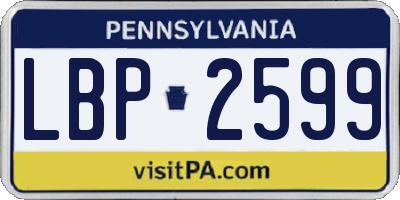 PA license plate LBP2599
