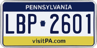 PA license plate LBP2601
