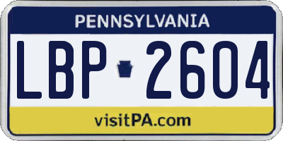 PA license plate LBP2604