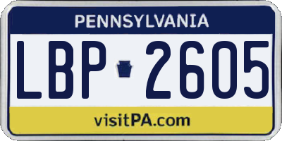 PA license plate LBP2605