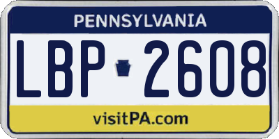 PA license plate LBP2608