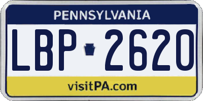 PA license plate LBP2620