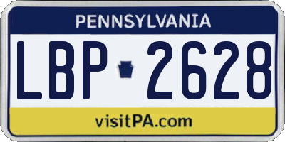 PA license plate LBP2628