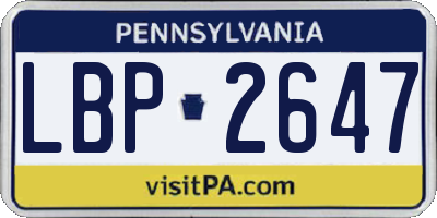 PA license plate LBP2647