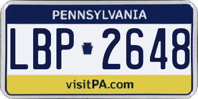 PA license plate LBP2648