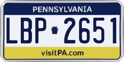 PA license plate LBP2651
