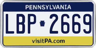 PA license plate LBP2669