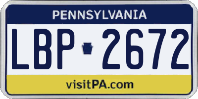 PA license plate LBP2672