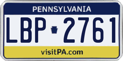 PA license plate LBP2761