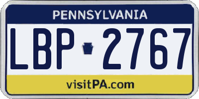 PA license plate LBP2767