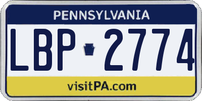 PA license plate LBP2774