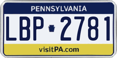 PA license plate LBP2781