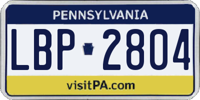 PA license plate LBP2804