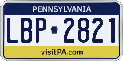 PA license plate LBP2821