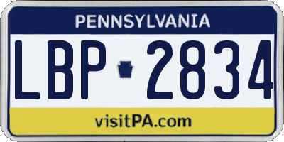 PA license plate LBP2834