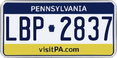 PA license plate LBP2837