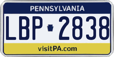 PA license plate LBP2838
