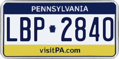 PA license plate LBP2840