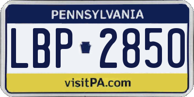 PA license plate LBP2850