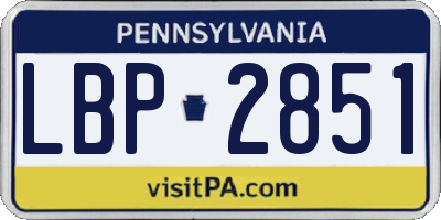 PA license plate LBP2851