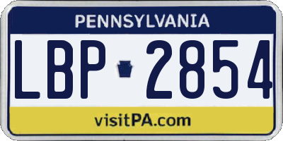 PA license plate LBP2854