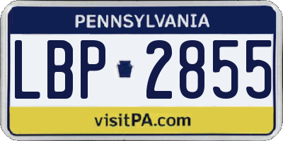 PA license plate LBP2855