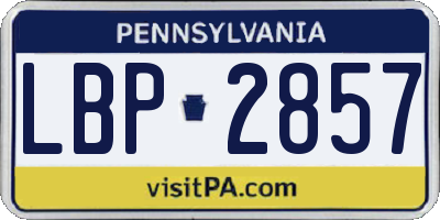 PA license plate LBP2857