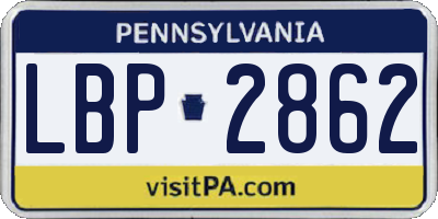 PA license plate LBP2862