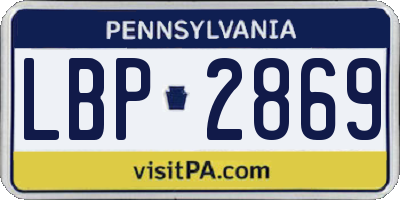 PA license plate LBP2869