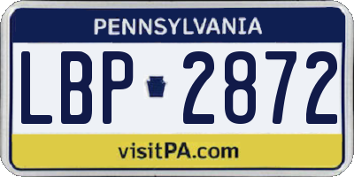 PA license plate LBP2872