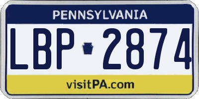 PA license plate LBP2874