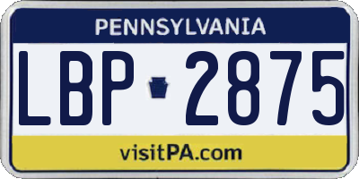 PA license plate LBP2875