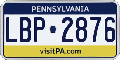 PA license plate LBP2876