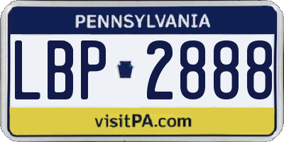 PA license plate LBP2888