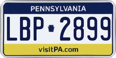 PA license plate LBP2899