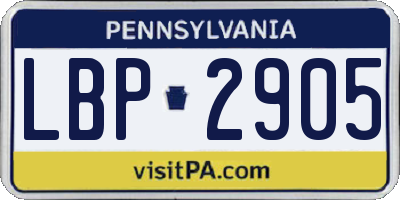 PA license plate LBP2905