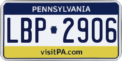 PA license plate LBP2906