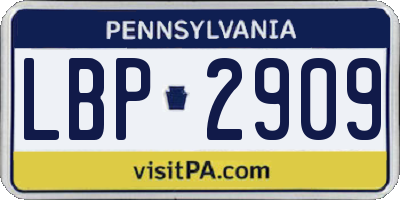 PA license plate LBP2909
