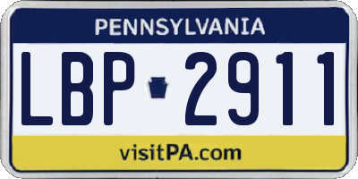 PA license plate LBP2911