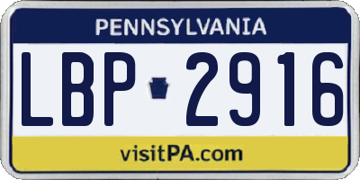 PA license plate LBP2916