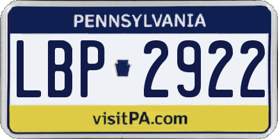 PA license plate LBP2922