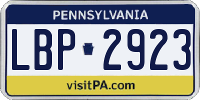 PA license plate LBP2923
