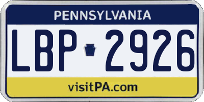PA license plate LBP2926