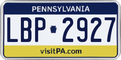 PA license plate LBP2927