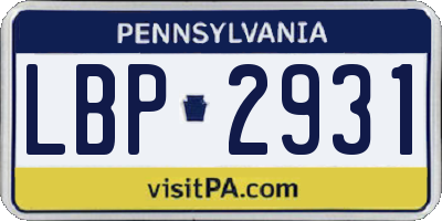 PA license plate LBP2931