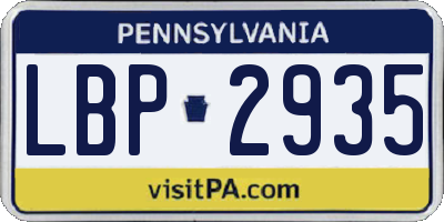 PA license plate LBP2935