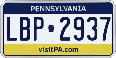 PA license plate LBP2937